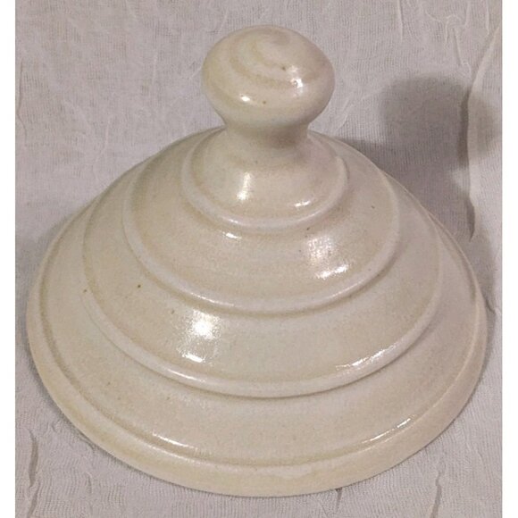 Art Pottery Salt Cellar Dish Lid Lucy Fagella Ring Trinket Box Marked LF Neutral - Picture 4 of 16